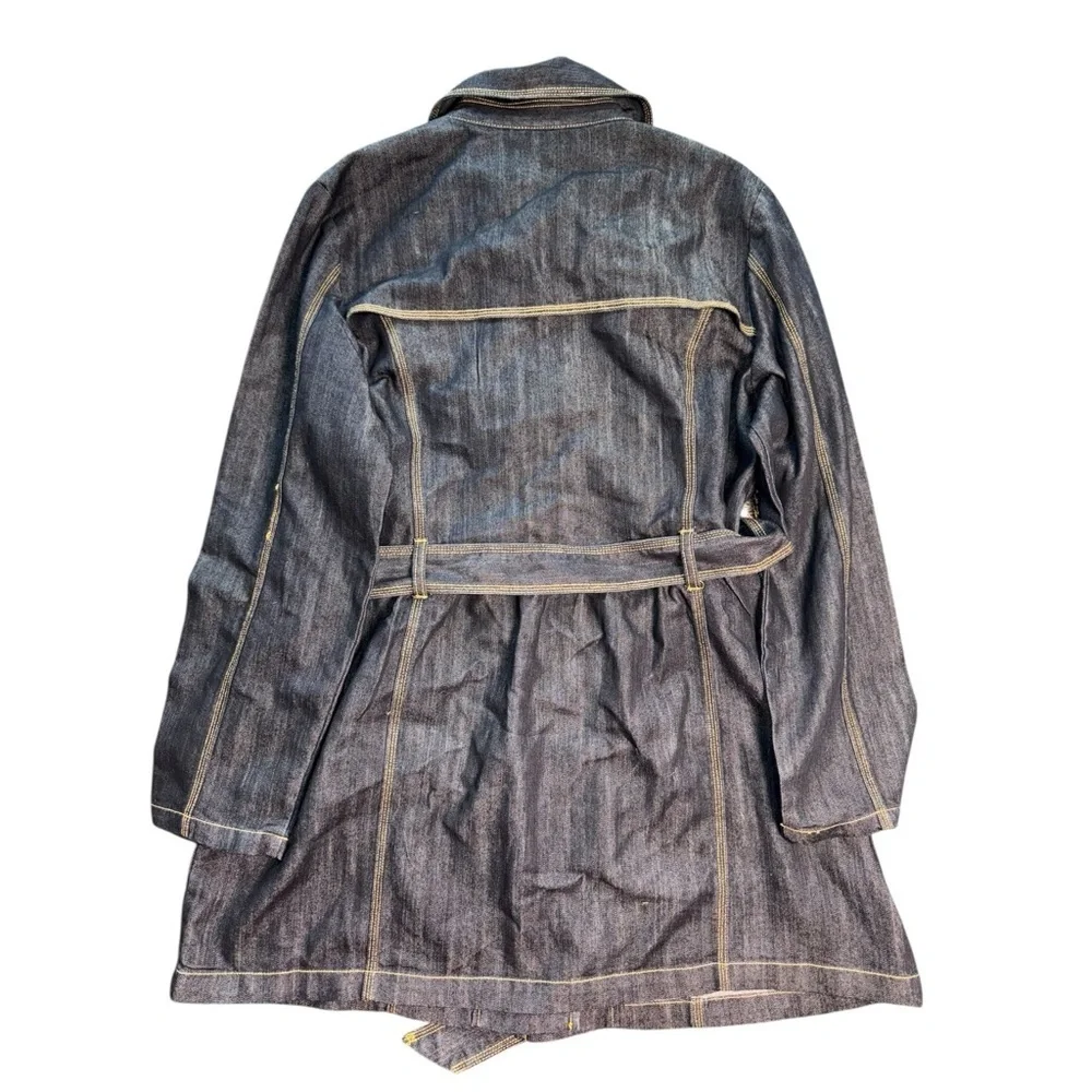Baccini Denim Tie Waist Trench Coat XL - Picture 8 of 15